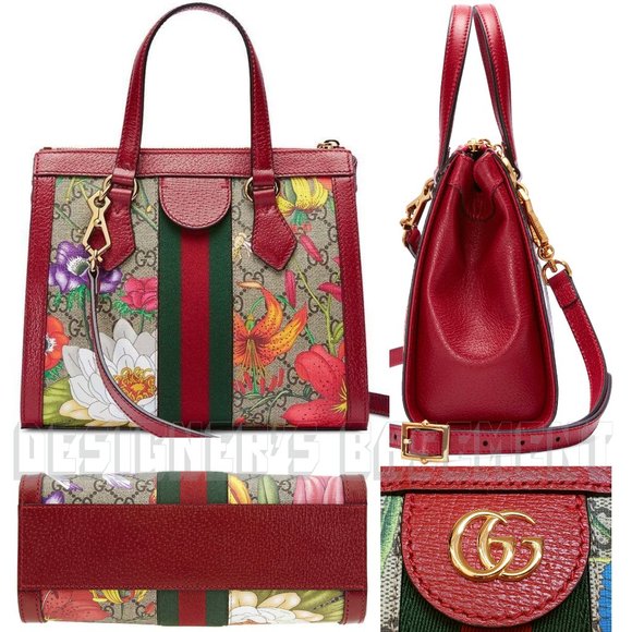 GUCCI Leather Ophidia GG Marmont Supreme Flora Convertible Bag - Picture 4 of 8
